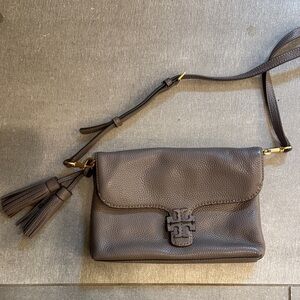 Taupe Leather Crossbody Bag